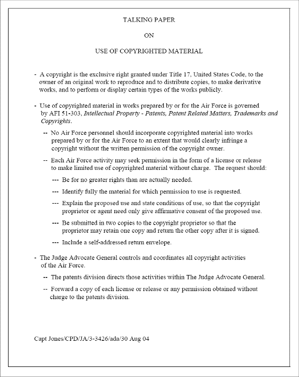 Talking Points Template Word from www.airforcewriter.com